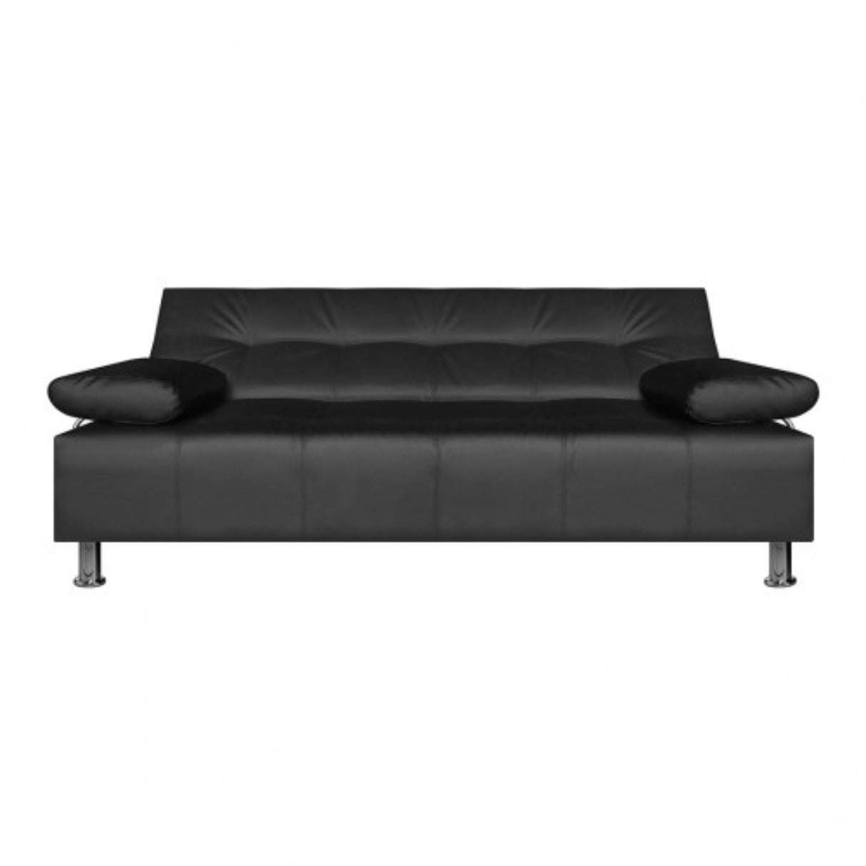 Sofá Cama Milan Negro 180x30cm de Tres Puestos Reclinable Con Tapizado de Cuerina Acolchado y Antifluido - SOFAS Y POLTRONAS | Bylmo