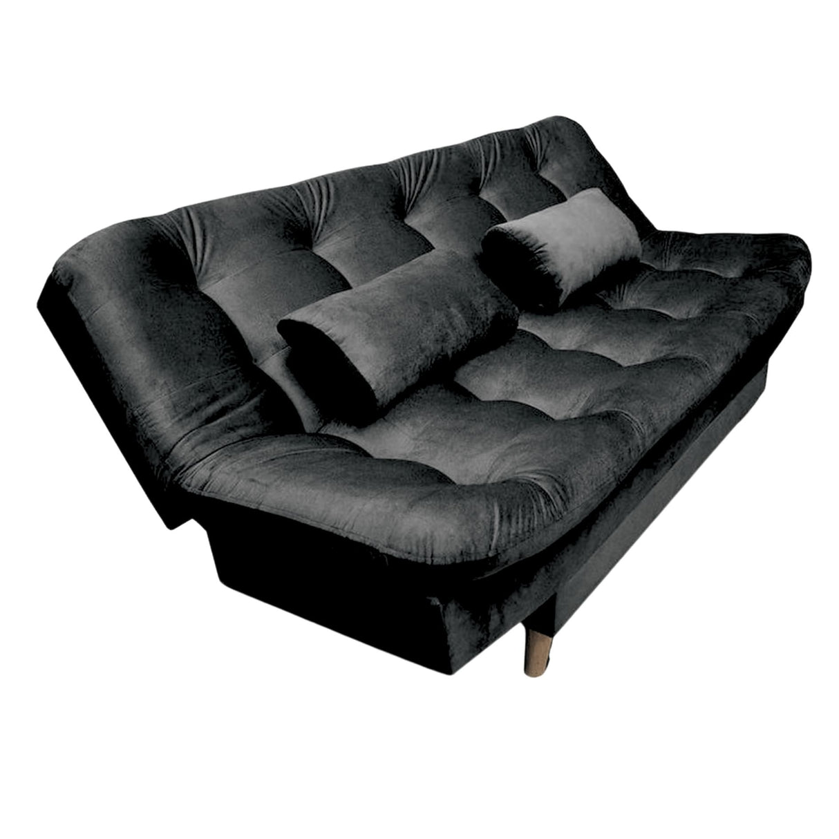 Sofá Cama Magic Negro Brillante 180x30cm de Tres Puestos Reclinable Con Tapizado Acolchado y Antifluido - SOFAS Y POLTRONAS | Bylmo