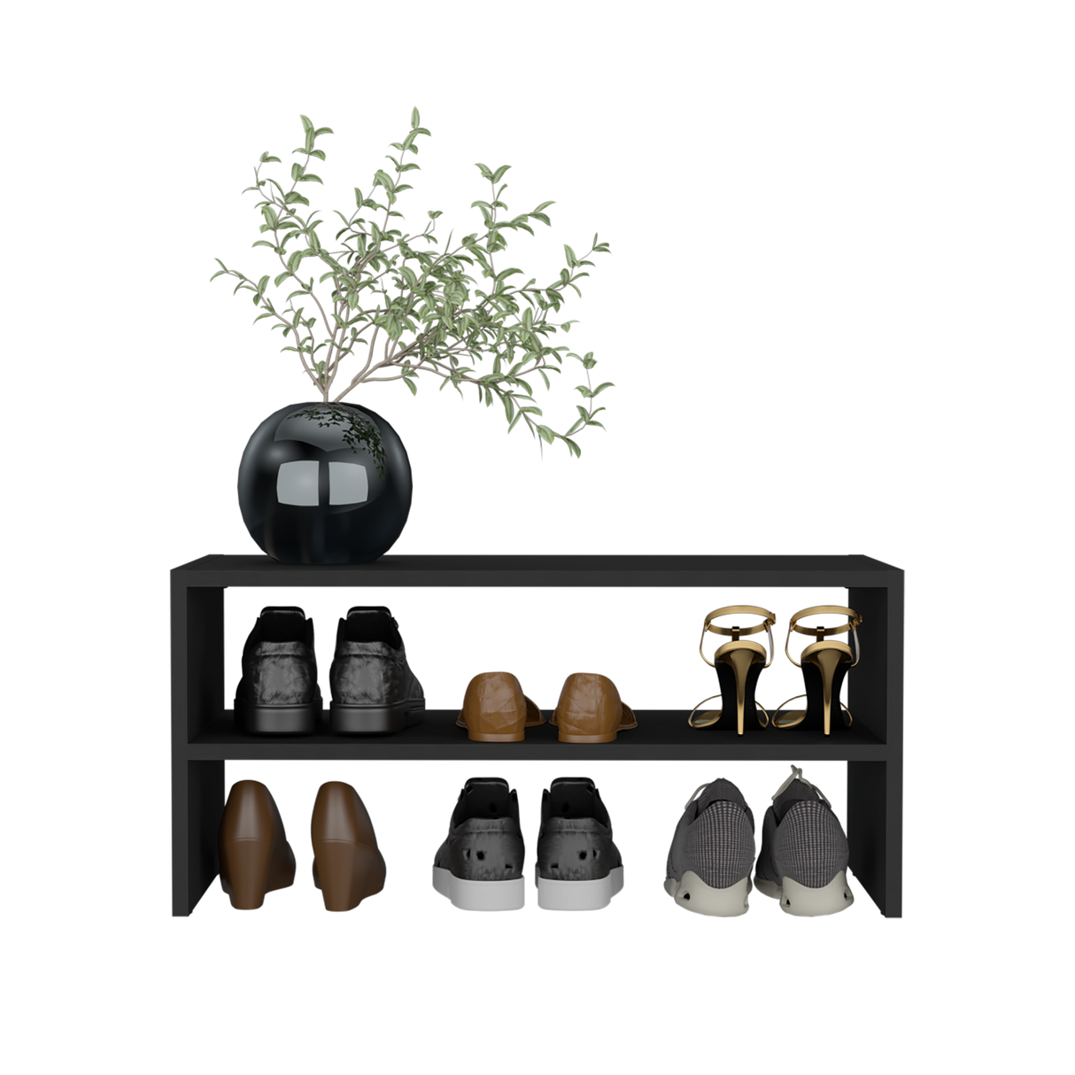 Zapatero Silpa Wengue 72x34.9cm Horizontal de Dos Niveles para Seis Zapatos - ZAPATEROS | Bylmo