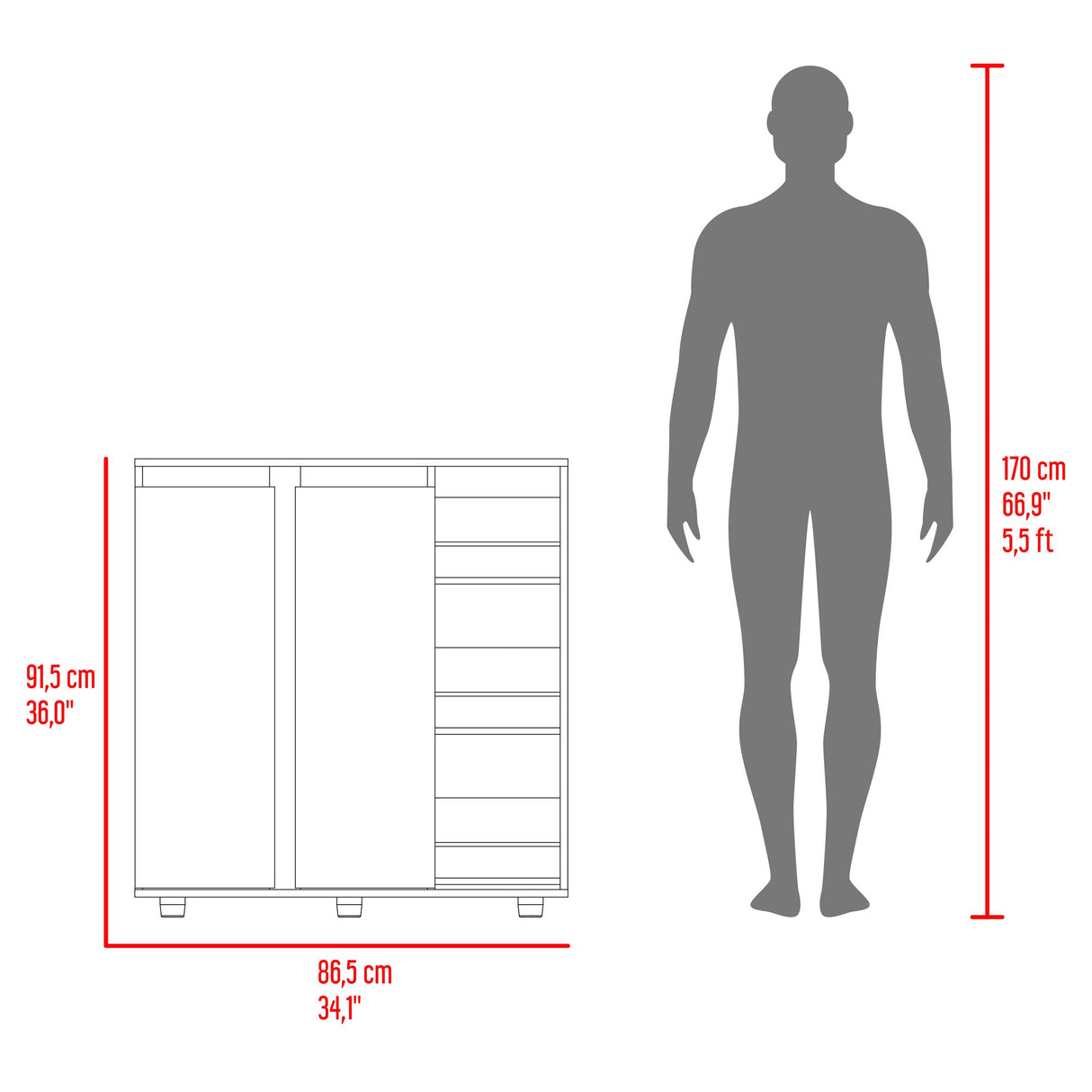 Zapatero Houck Plomo Y Nogal 86.5x91.5cm Vertical de Tres Niveles para Once Zapatos - ZAPATEROS | Bylmo