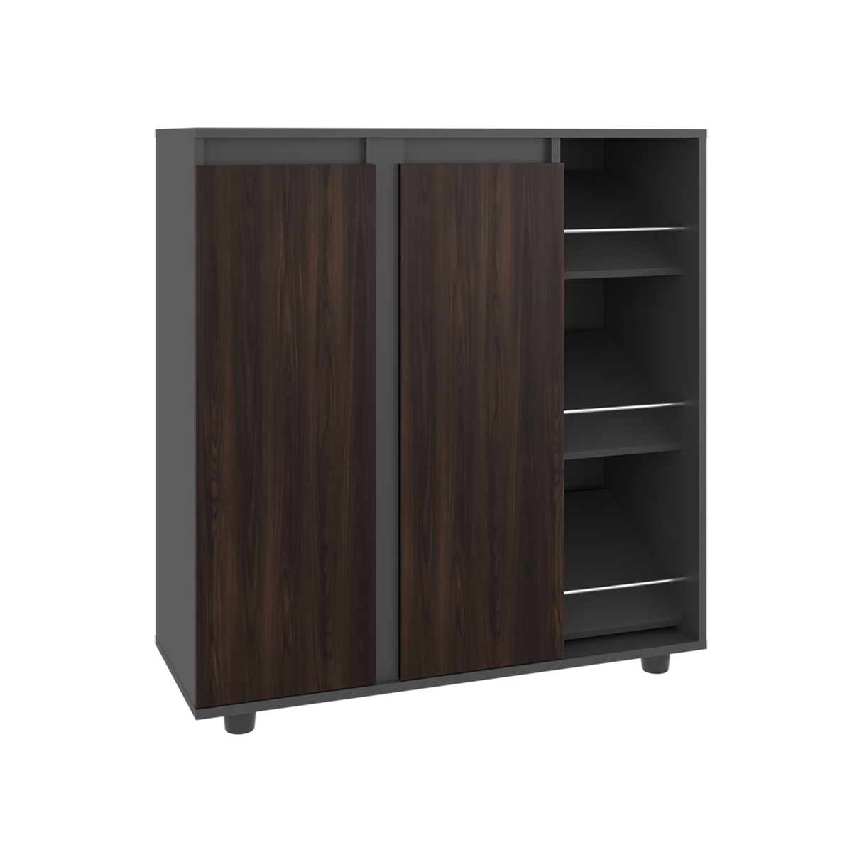 Zapatero Houck Plomo Y Nogal 86.5x91.5cm Vertical de Tres Niveles para Once Zapatos - ZAPATEROS | Bylmo