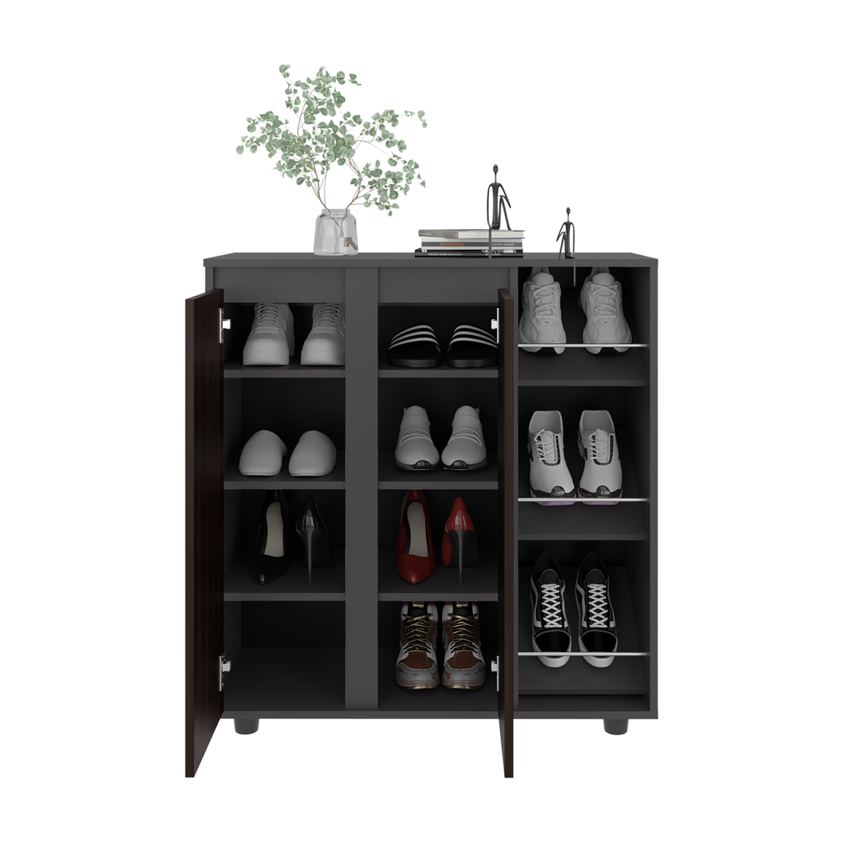 Zapatero Houck Plomo Y Nogal 86.5x91.5cm Vertical de Tres Niveles para Once Zapatos - ZAPATEROS | Bylmo