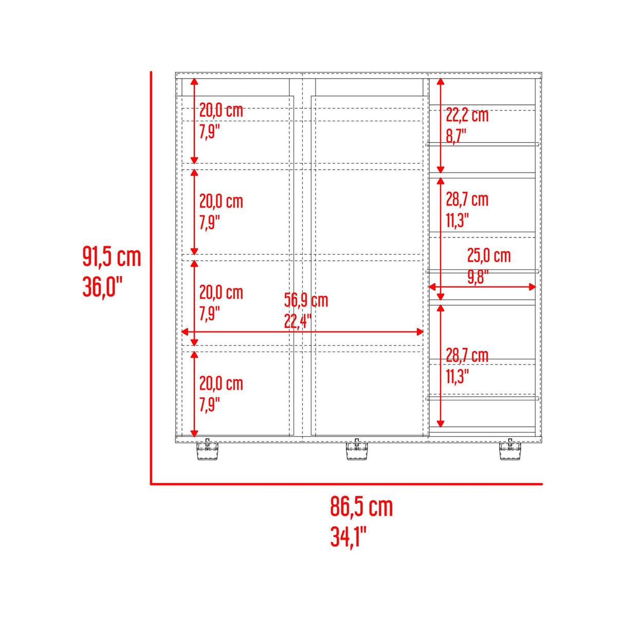 Zapatero Houck Plomo Y Nogal 86.5x91.5cm Vertical de Tres Niveles para Once Zapatos - ZAPATEROS | Bylmo