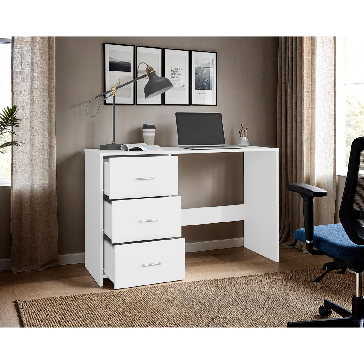 Escritorio Eco Blanco 120.8x76.2cm con Tres Cajones y con Archivador - ESCRITORIOS | Bylmo