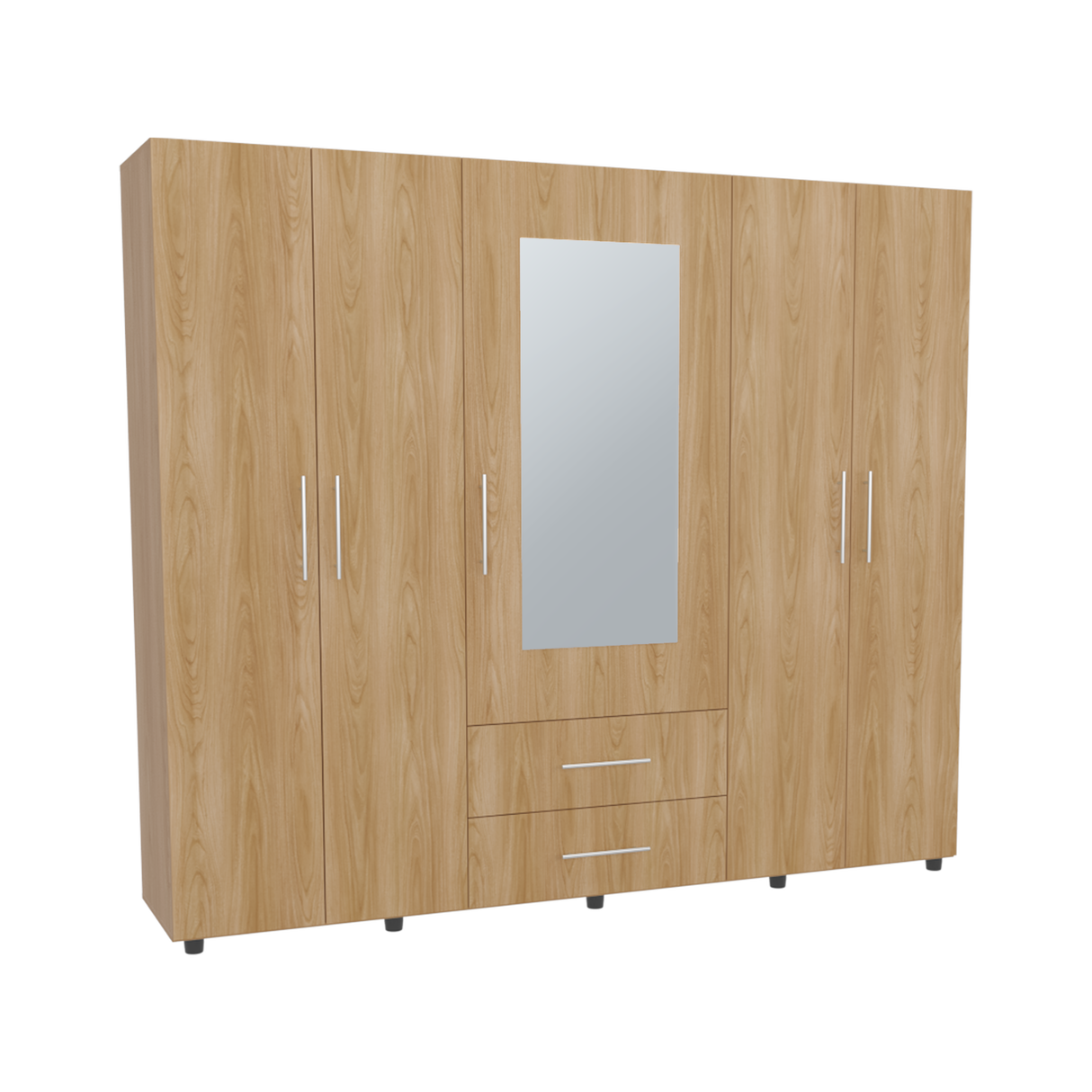 Closet Grayson Fresno Europeo 230x200cm con Dos Cajones con Cinco Puertas y con Espejo - CLOSETS | Bylmo