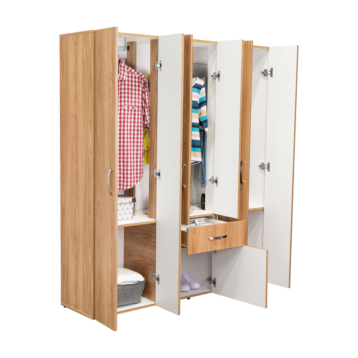 Combo Closet y Cómoda Mayer Fresno Europeo Y Blanco 141.1x164.2cm con Cuatro Cajones y con Cuatro Puertas - CLOSETS | Bylmo