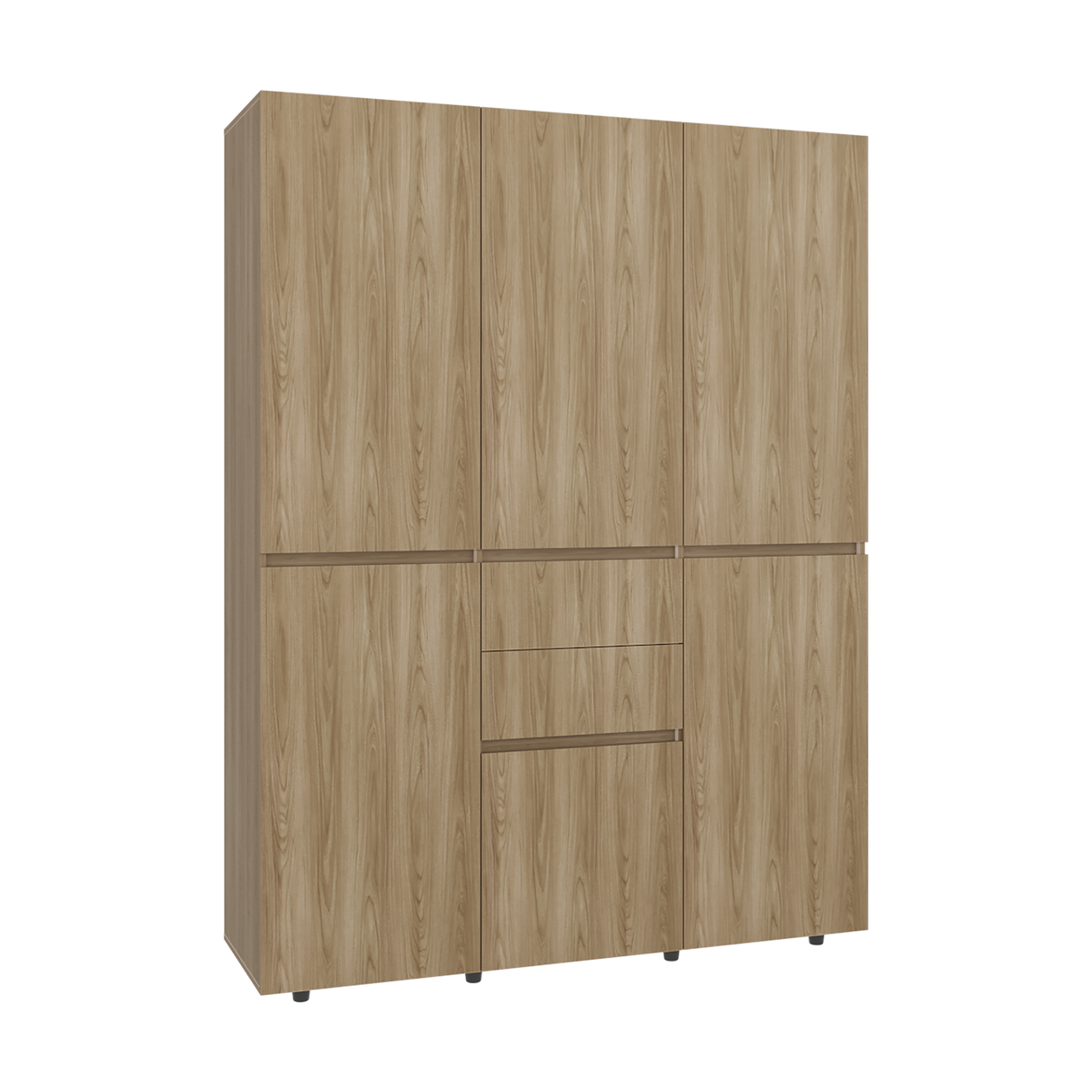 Closet Bea Fresno y Blanco 150x200cm con Dos Cajones con Seis Puertas y con Colgadero de Ropa - CLOSETS | Bylmo