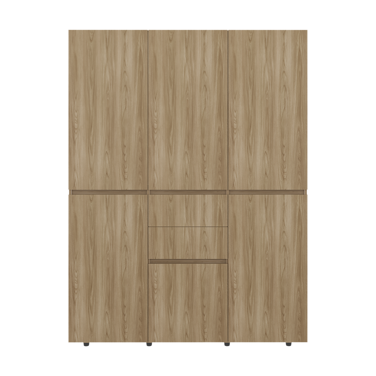 Closet Bea Fresno y Blanco 150x200cm con Dos Cajones con Seis Puertas y con Colgadero de Ropa - CLOSETS | Bylmo