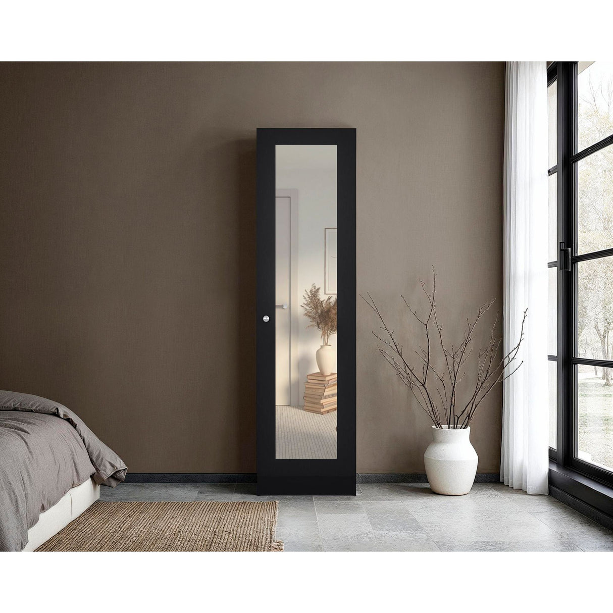 Closet Praga Wengue 49.1x180.8cm con Una Puerta y con Espejo - CLOSETS | Bylmo
