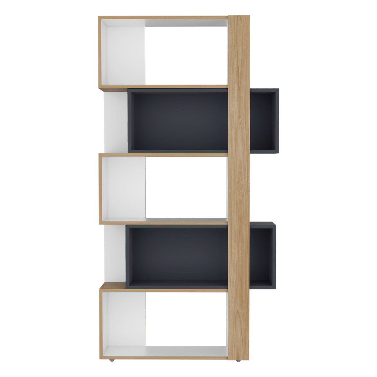 Biblioteca Beijing Fresno y Blanco 70.2x161.5cm Rectangular con Cinco Compartimientos - BIBLIOTECAS Y ESTANTERIAS | Bylmo