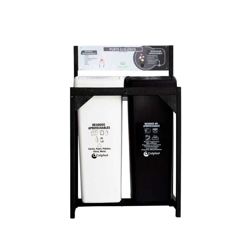 Punto Ecológico 64x108cm Multiusos de 55 Litros con Dos Canecas - BASUREROS Y PAPELERAS | Bylmo