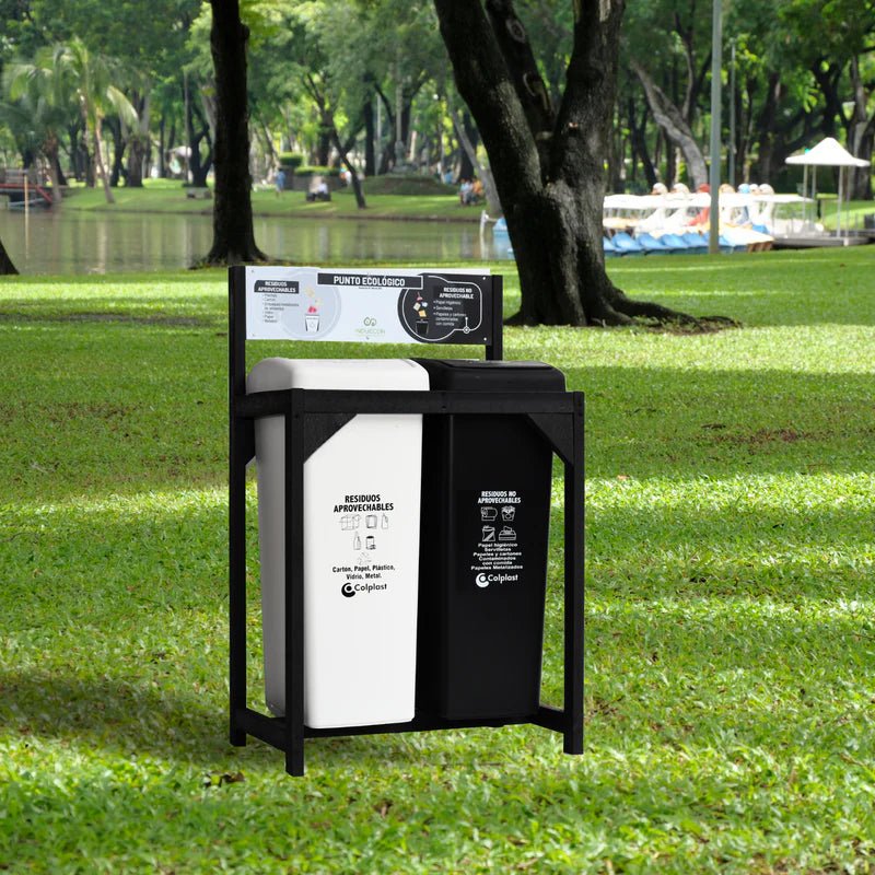 Punto Ecológico 64x108cm Multiusos de 55 Litros con Dos Canecas - BASUREROS Y PAPELERAS | Bylmo