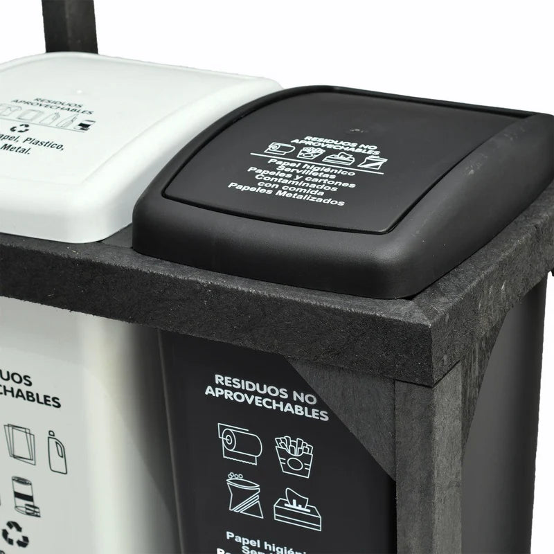 Punto Ecológico 64x108cm Multiusos de 55 Litros con Dos Canecas - BASUREROS Y PAPELERAS | Bylmo