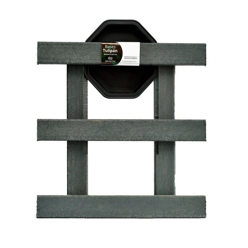Base para Materas Livianas Exterior Tulipán Negro 35x10cm Cuadrado con Rodachines Apto Para Intemperie - BASES PARA MATERAS DE EXTERIOR | Bylmo