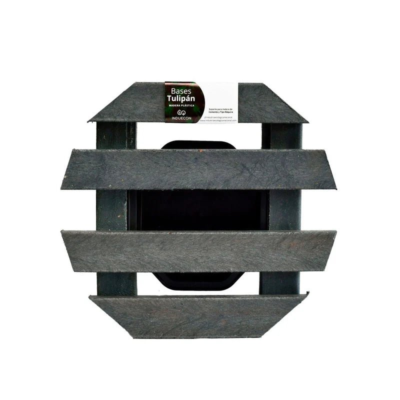 Base para Materas Exterior Tulipán Negro 30x10cm Circular con Rodachines Apto Para Intemperie - BASES PARA MATERAS DE EXTERIOR | Bylmo