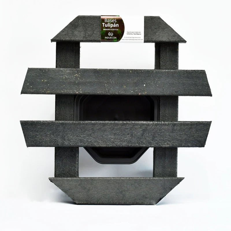 Base para Materas Exterior Tulipán Negro 35x10cm Circular con Rodachines Apto Para Intemperie - BASES PARA MATERAS DE EXTERIOR | Bylmo