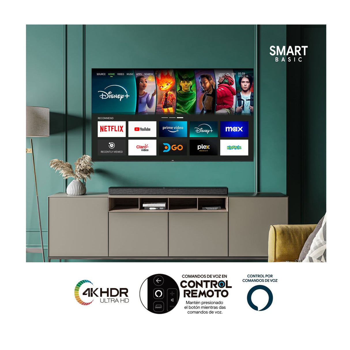 Televisor Kalley Smart TV 55" Pulgadas whaleOS Negro 135x83cm con Control Inteligente y con Bluetooth - TELEVISORES | Bylmo