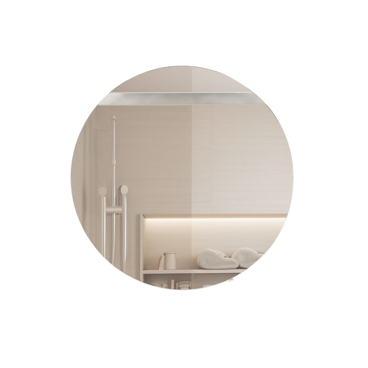 Espejo de Pared Florencia Natural 80x80cm Redondo Sin Marco y con Iluminación - ESPEJOS DE PARED | Bylmo