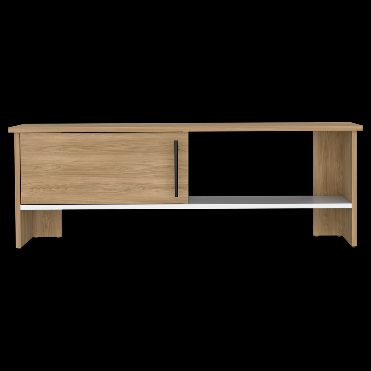 Mesa para TV Navia Fresno Europeo y Blanco 120.3x42.1cm para TV Hasta 50" Pulgadas y con Dos Compartimientos - MUEBLES DE TV | Bylmo