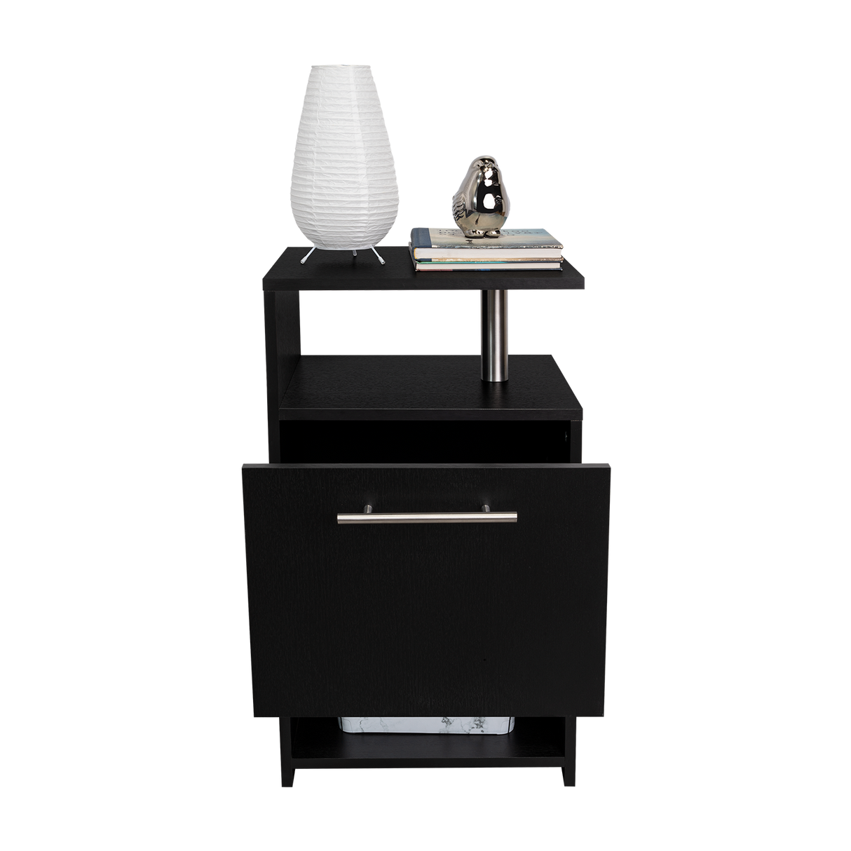 Mesa de Noche Jena Wengue 40x70cm con Un Cajón y con Tres Compartimientos - MESAS DE NOCHE | Bylmo