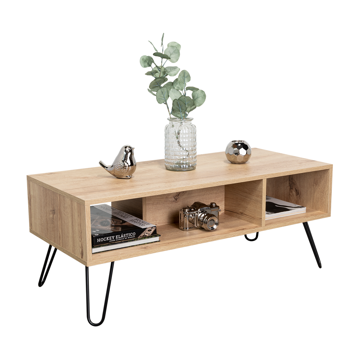 Mesa de Centro Vassel Duna 101x40cm Rectangular con Compartimiento y con Patas - MESAS DE CENTRO | Bylmo