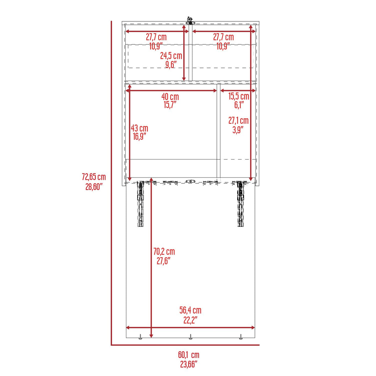 Escritorio Plegable Klapar Ceniza 60x72.7cm Flotante sin Cajones - ESCRITORIOS | Bylmo