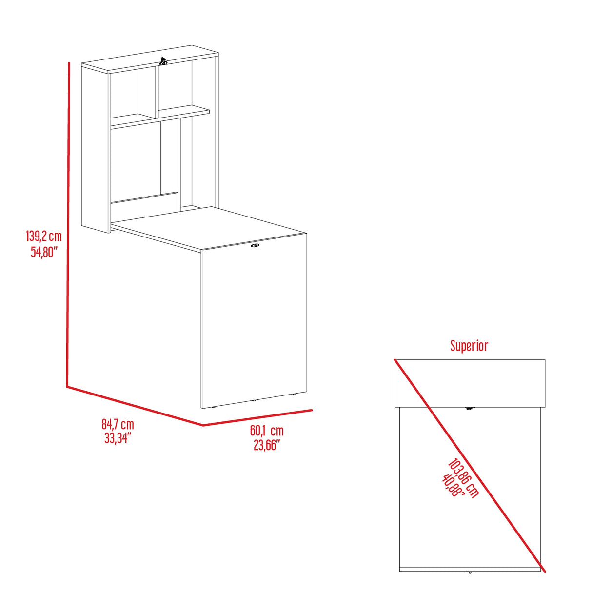 Escritorio Plegable Klapar Ceniza 60x72.7cm Flotante sin Cajones - ESCRITORIOS | Bylmo