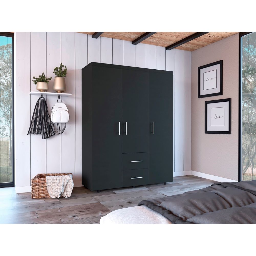 Closet Baru Wengue 135x180cm con Cuatro Puertas y con Dos Cajones - CLOSETS | Bylmo