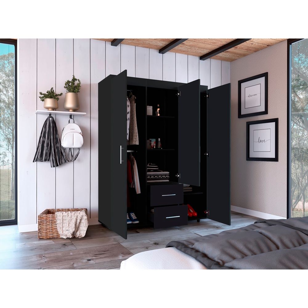 Closet Baru Wengue 135x180cm con Cuatro Puertas y con Dos Cajones - CLOSETS | Bylmo