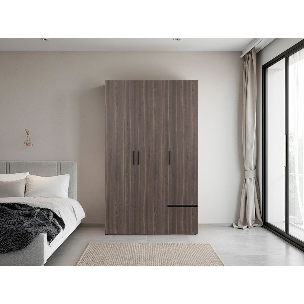 Closet Kenvil Milan y Wengue 120x200cm con Tres Puertas y con Un Cajón - CLOSETS | Bylmo