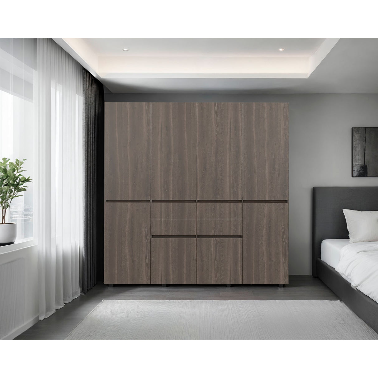 Closet Siruela Milan y Wengue 200x200cm con Ocho Puertas y con Cuatro Cajones - CLOSETS | Bylmo