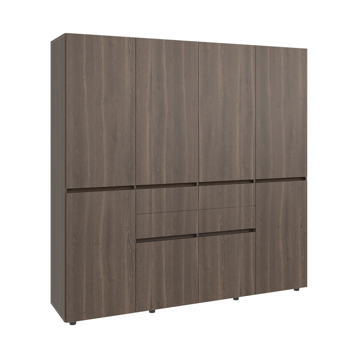 Closet Siruela Milan y Wengue 200x200cm con Ocho Puertas y con Cuatro Cajones - CLOSETS | Bylmo