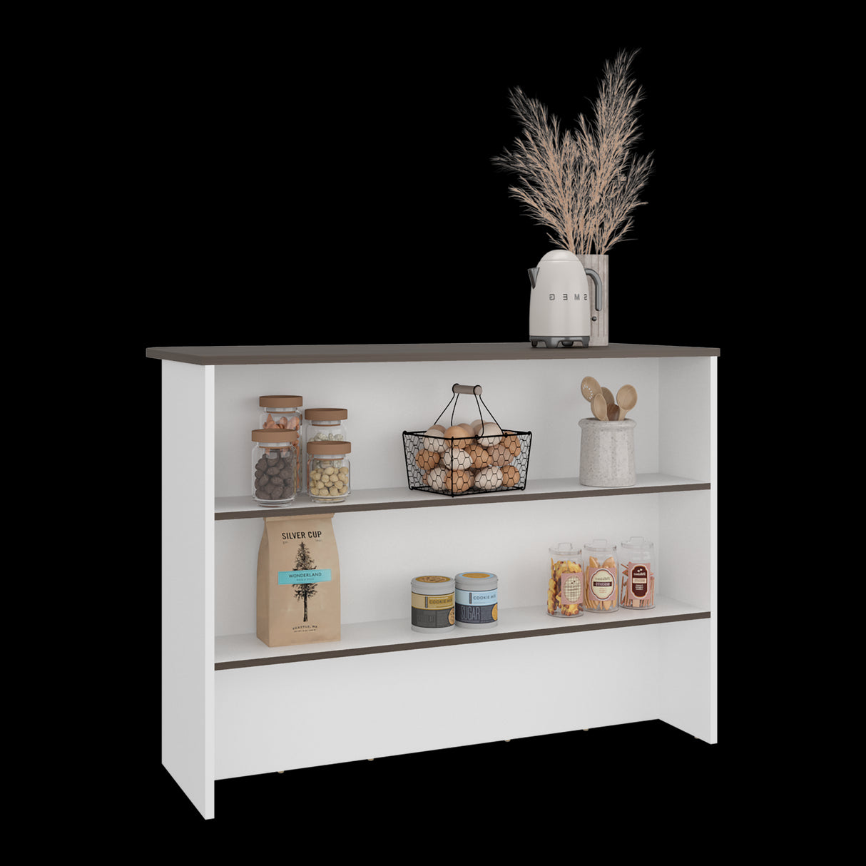 Barra de Cocina Fendi Blanco y Milan 120x90cm con Dos Compartimientos - BARRAS Y MUEBLES AUXILIARES | Bylmo