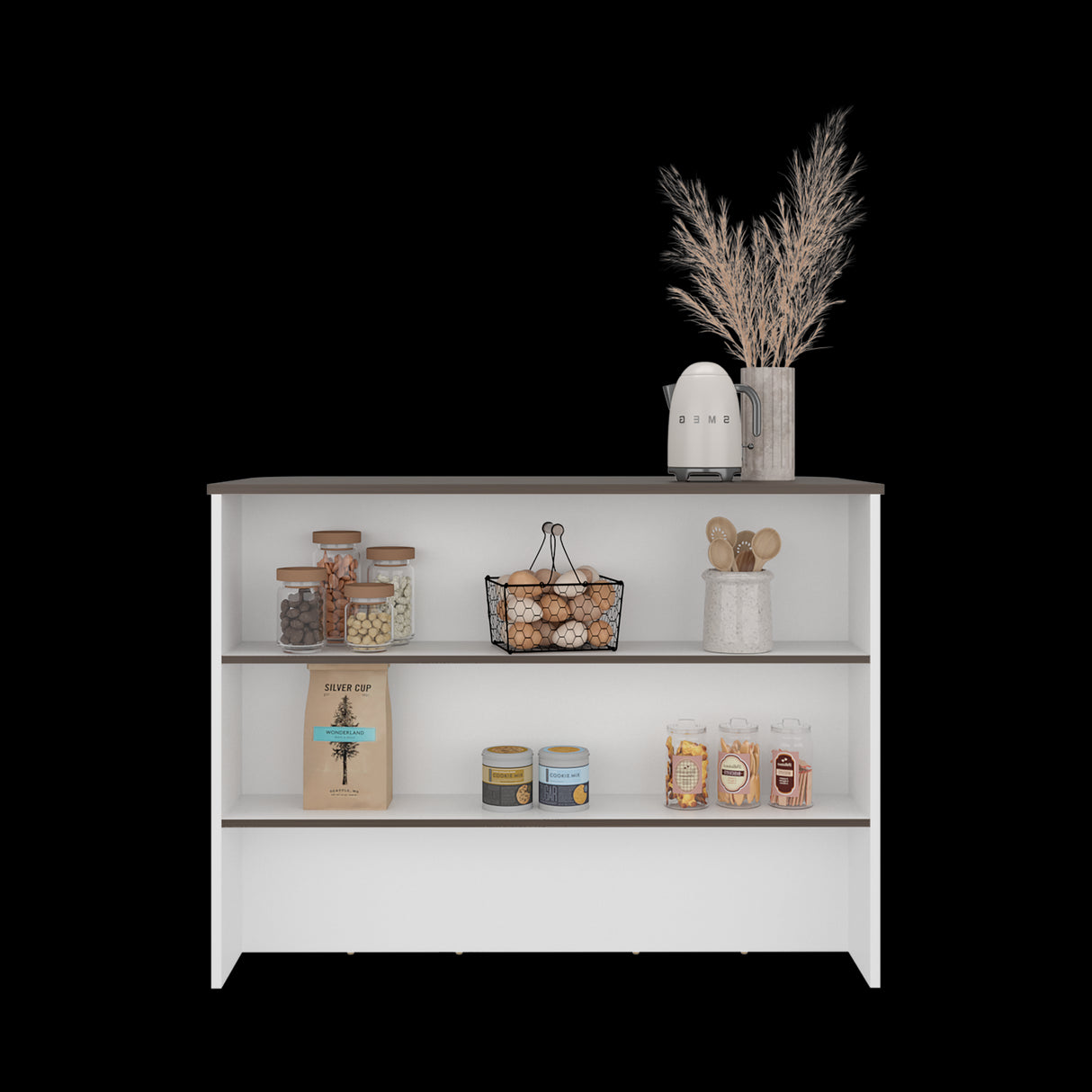 Barra de Cocina Fendi Blanco y Milan 120x90cm con Dos Compartimientos - BARRAS Y MUEBLES AUXILIARES | Bylmo