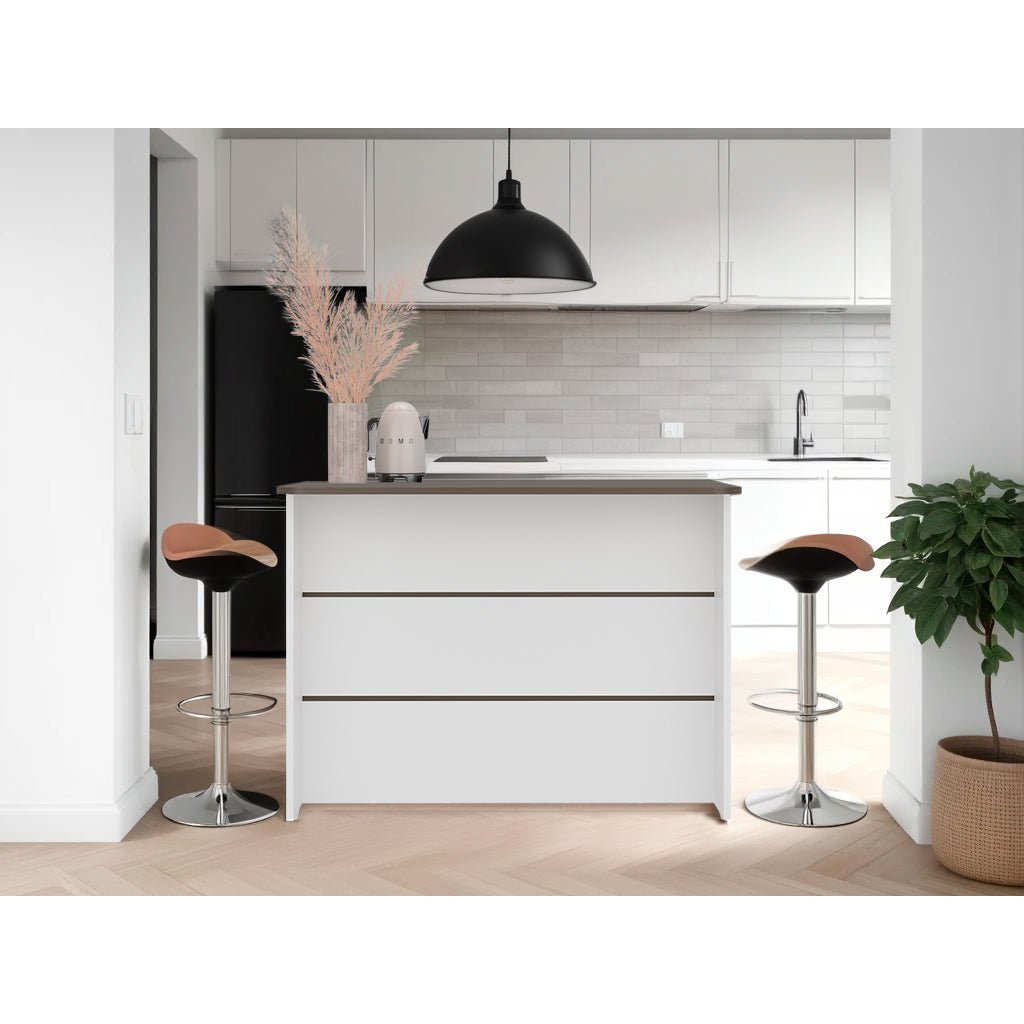 Barra de Cocina Fendi Blanco y Milan 120x90cm con Dos Compartimientos - BARRAS Y MUEBLES AUXILIARES | Bylmo