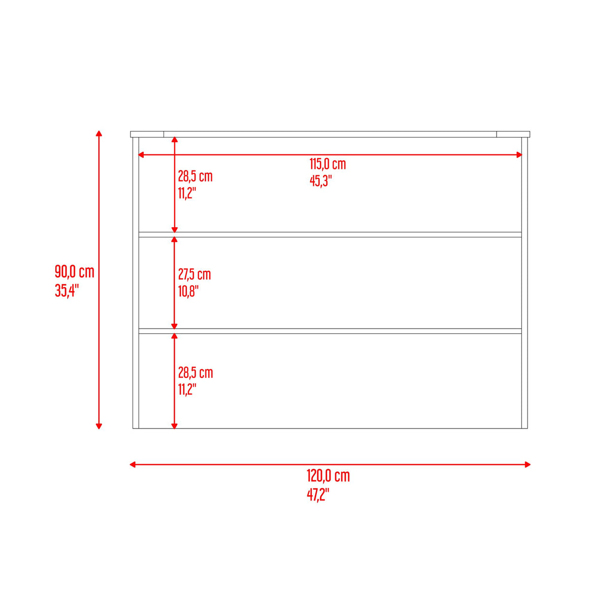 Barra de Cocina Fendi Blanco y Milan 120x90cm con Dos Compartimientos - BARRAS Y MUEBLES AUXILIARES | Bylmo