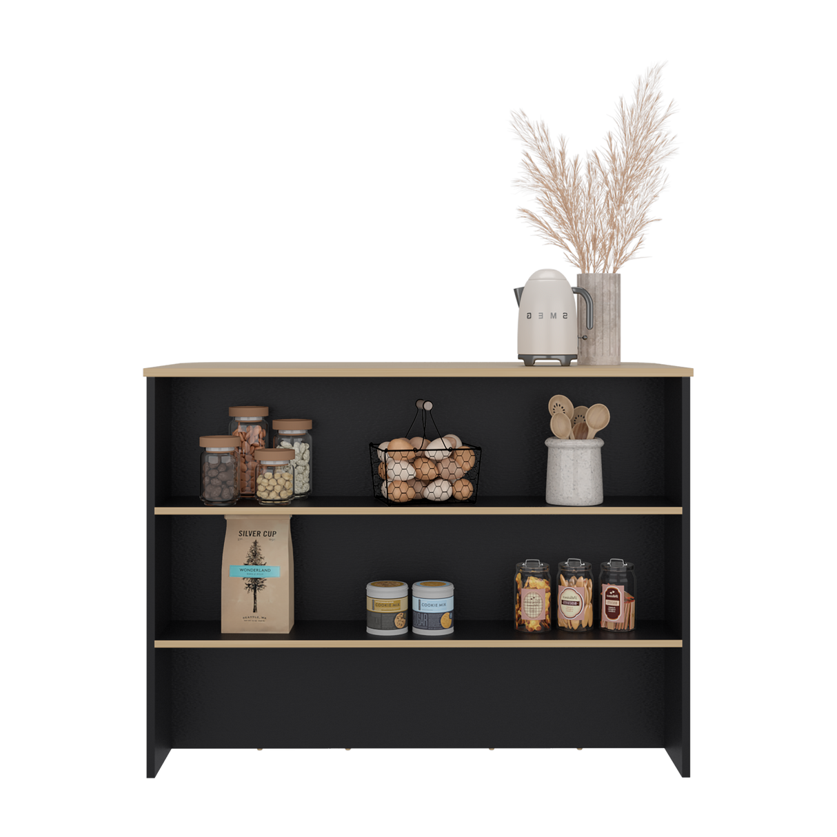 Barra de Cocina Fendi Wengue y Fresno Europeo 120x90cm con Dos Compartimientos - BARRAS Y MUEBLES AUXILIARES | Bylmo