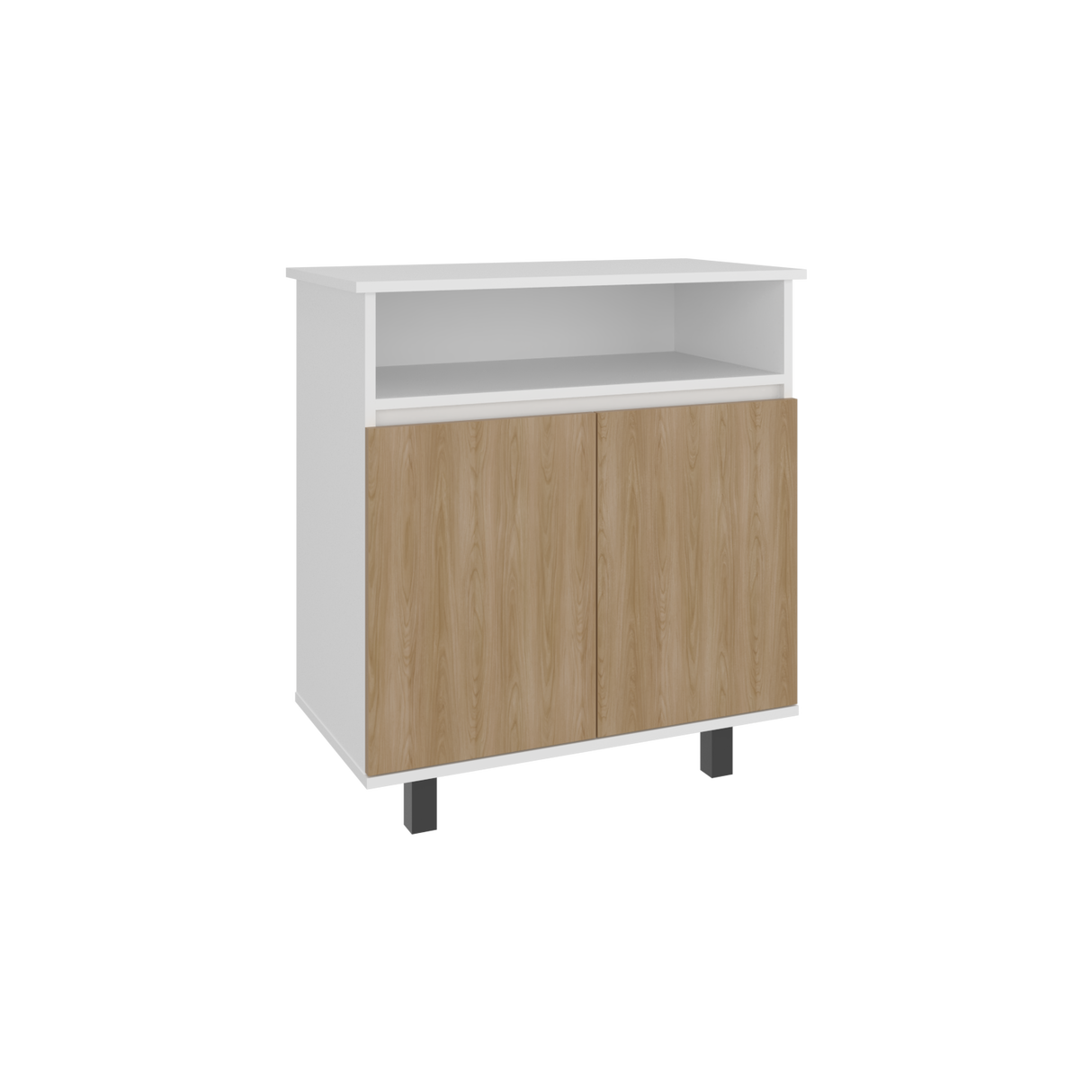 Mueble Auxiliar de Cocina Lona Blanco y Fresno Europeo 73x80.1cm con Tres Compartimientos - BARRAS Y MUEBLES AUXILIARES | Bylmo