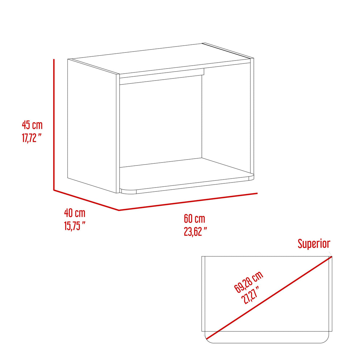 Mueble Auxiliar de Cocina Eco Blanco 60x45cm con Dos Compartimientos - BARRAS Y MUEBLES AUXILIARES | Bylmo