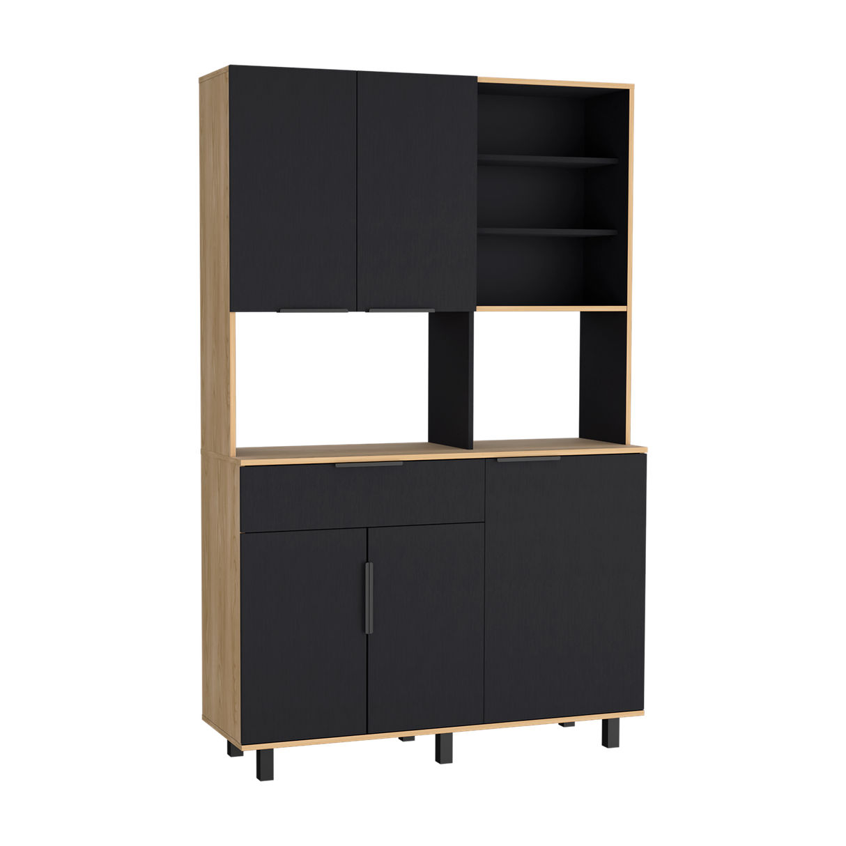 Alacena Oshawa Fresno Europeo y Wengue 125x197cm con Cinco Puertas y un Cajón - ALACENAS Y MUEBLES MICROONDAS | Bylmo