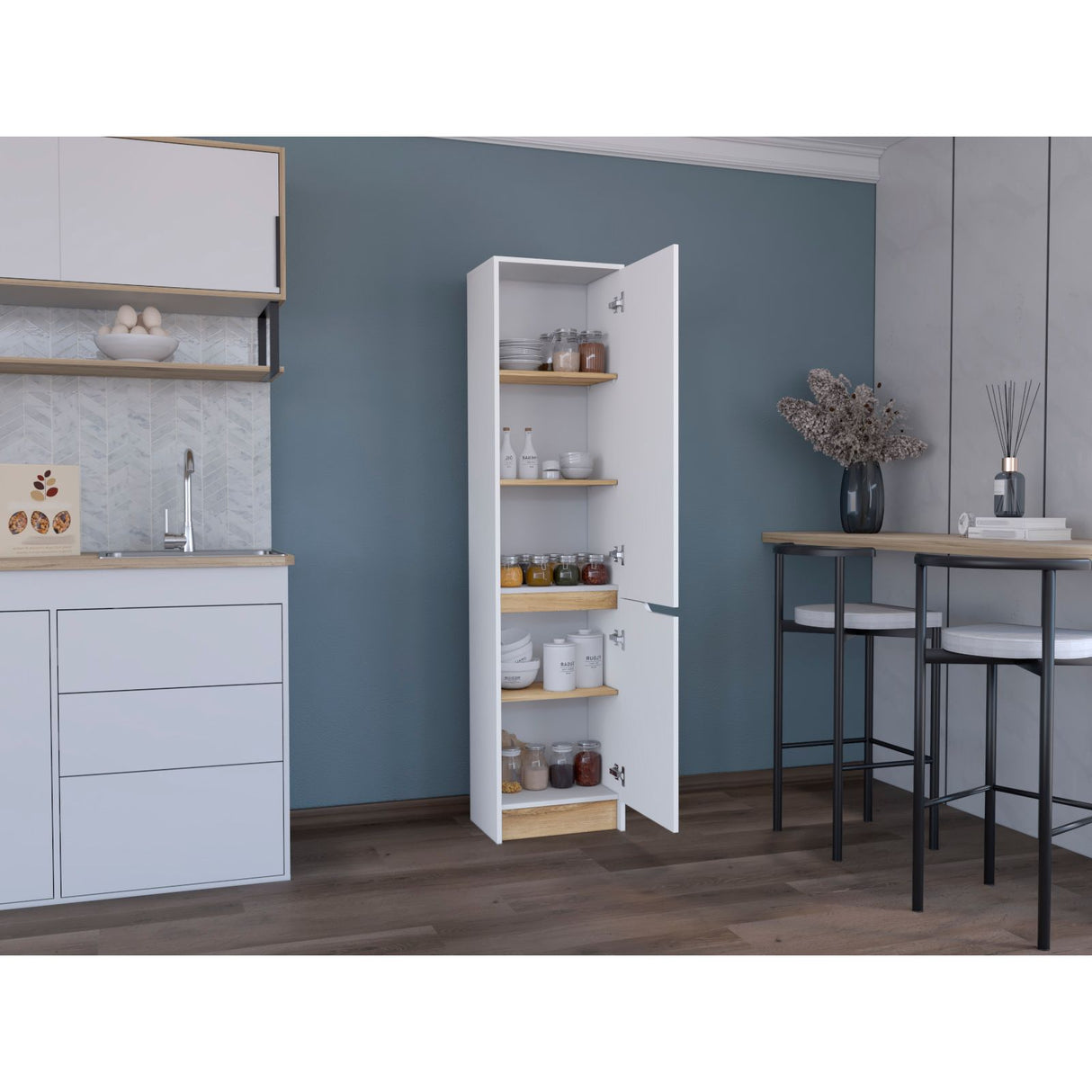 Alacena Soler Blanco 43x180cm con Dos Puertas - ALACENAS Y MUEBLES MICROONDAS | Bylmo