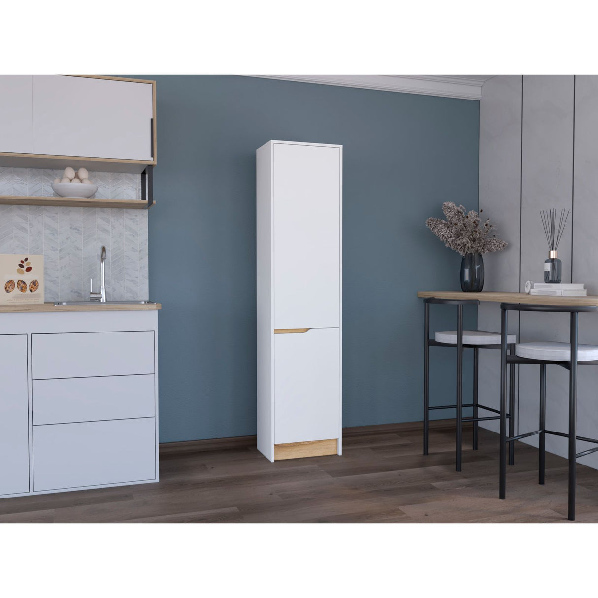 Alacena Soler Blanco 43x180cm con Dos Puertas - ALACENAS Y MUEBLES MICROONDAS | Bylmo