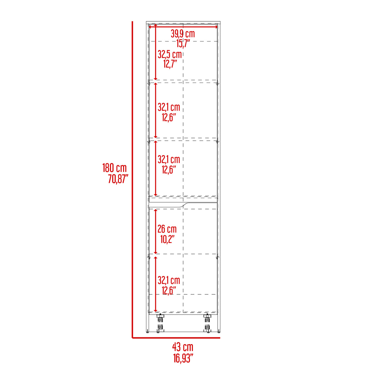 Alacena Soler Blanco 43x180cm con Dos Puertas - ALACENAS Y MUEBLES MICROONDAS | Bylmo