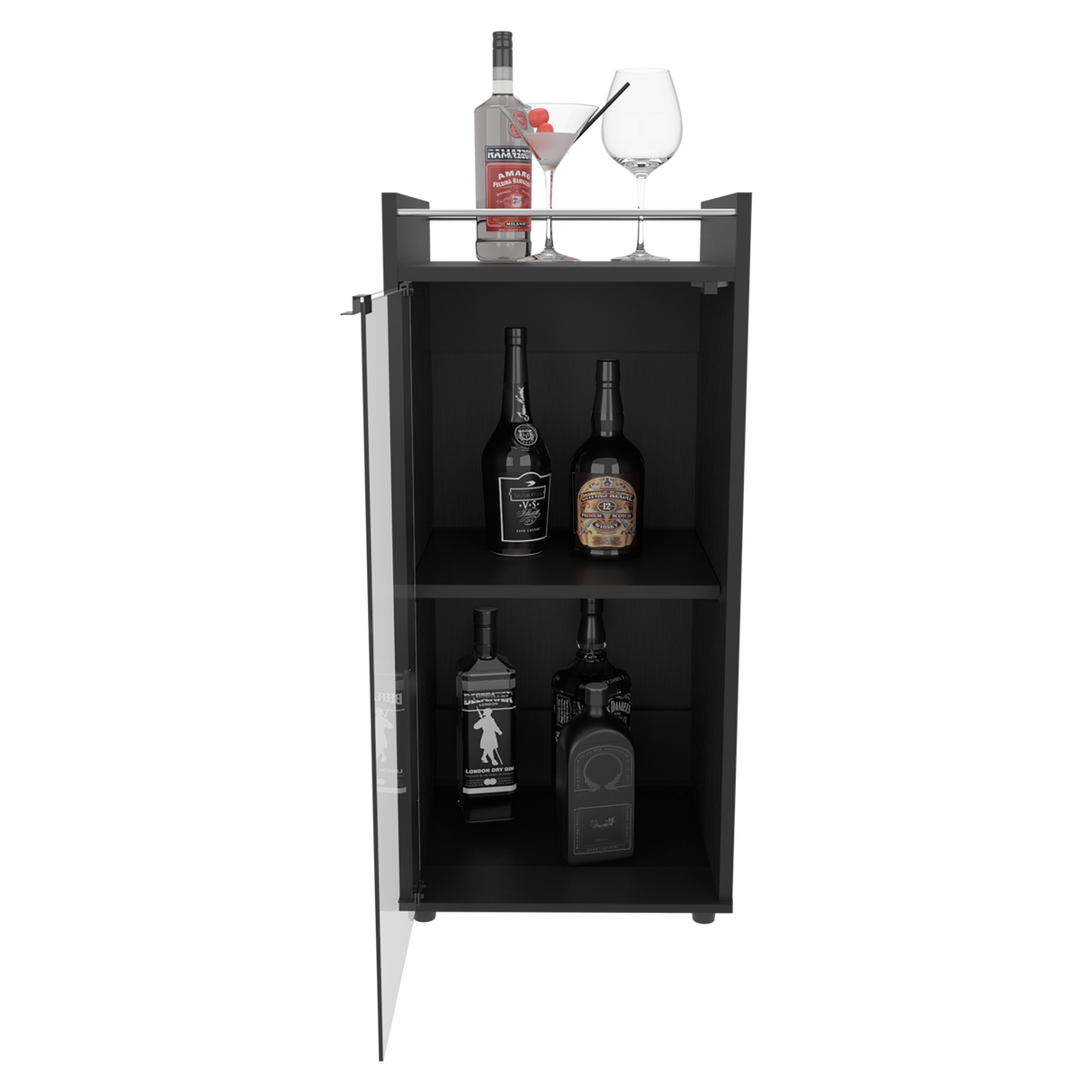 Mini Bar Theba Wengue 38.1x81.3cm con Dos Compartimientos y con Patas - BARES | Bylmo