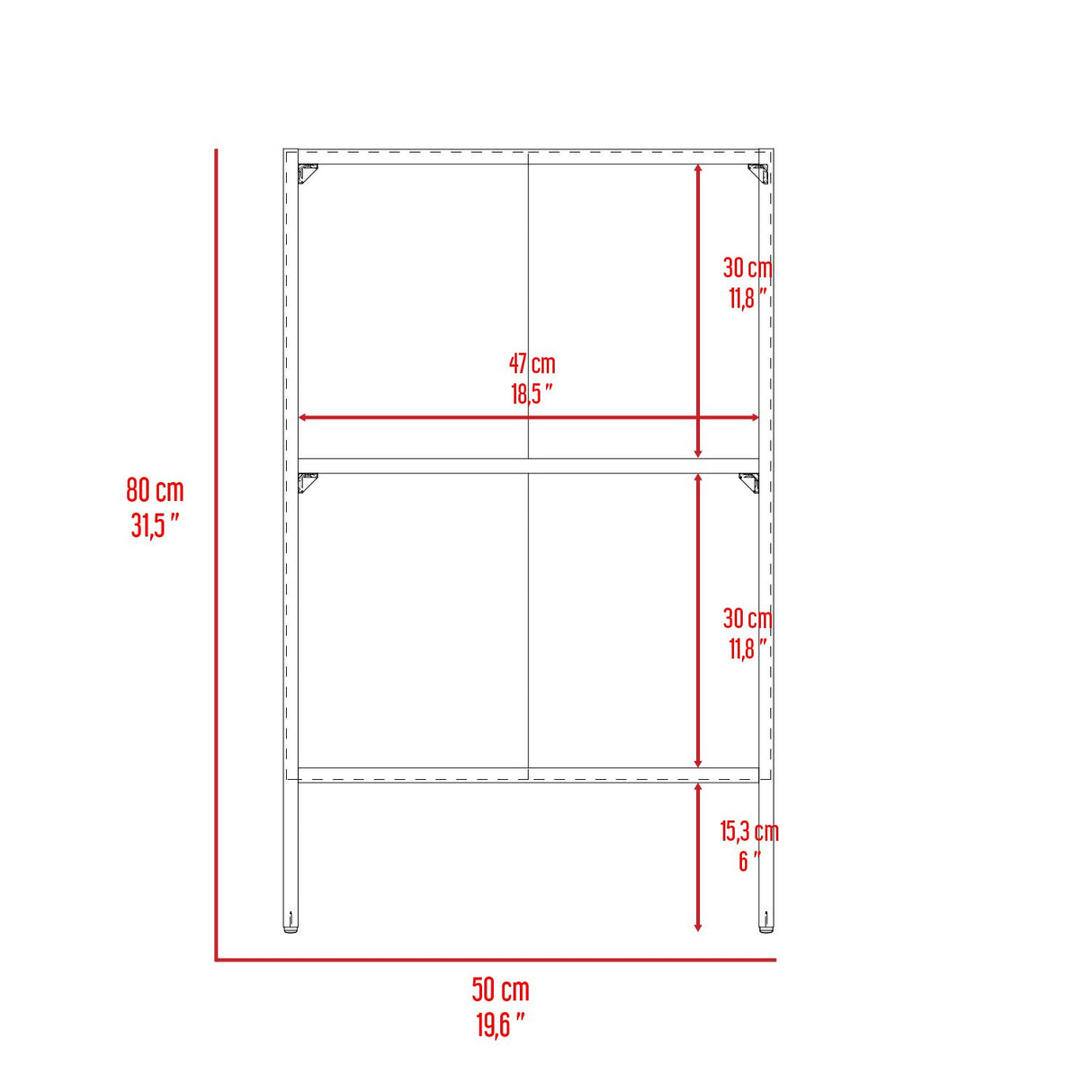 Biblioteca Eloy Blanco 50x80cm Rectangular con Dos Compartimientos - BIBLIOTECAS Y ESTANTERIAS | Bylmo