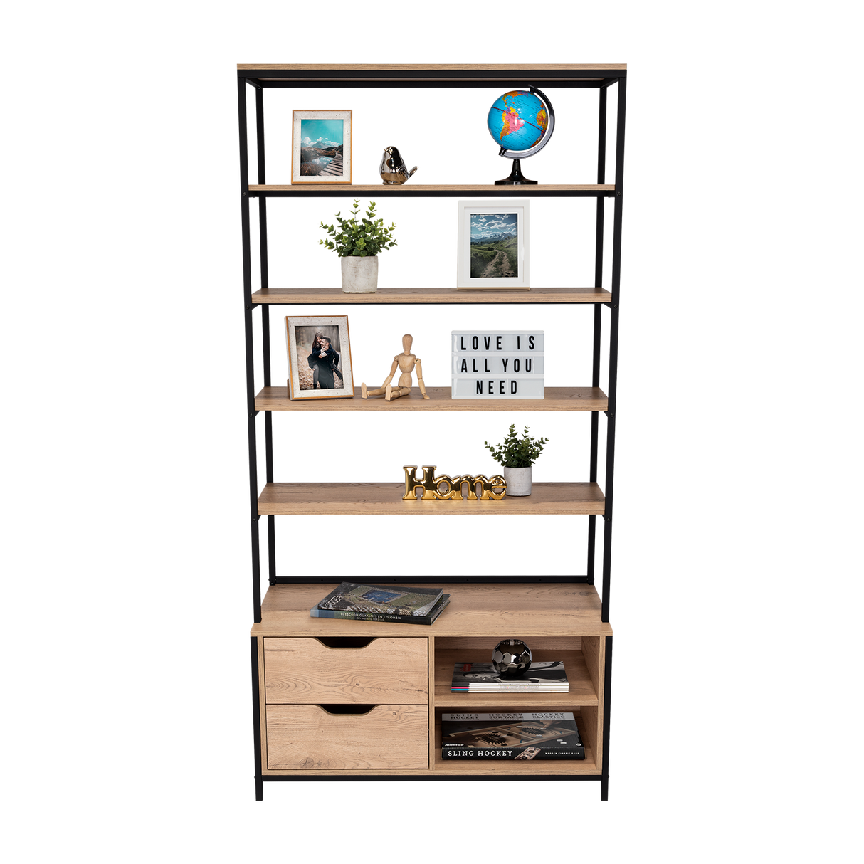 Estantería Wolfe Macadamia 100x205.2cm Rectangular con Nueve Compartimientos - BIBLIOTECAS Y ESTANTERIAS | Bylmo