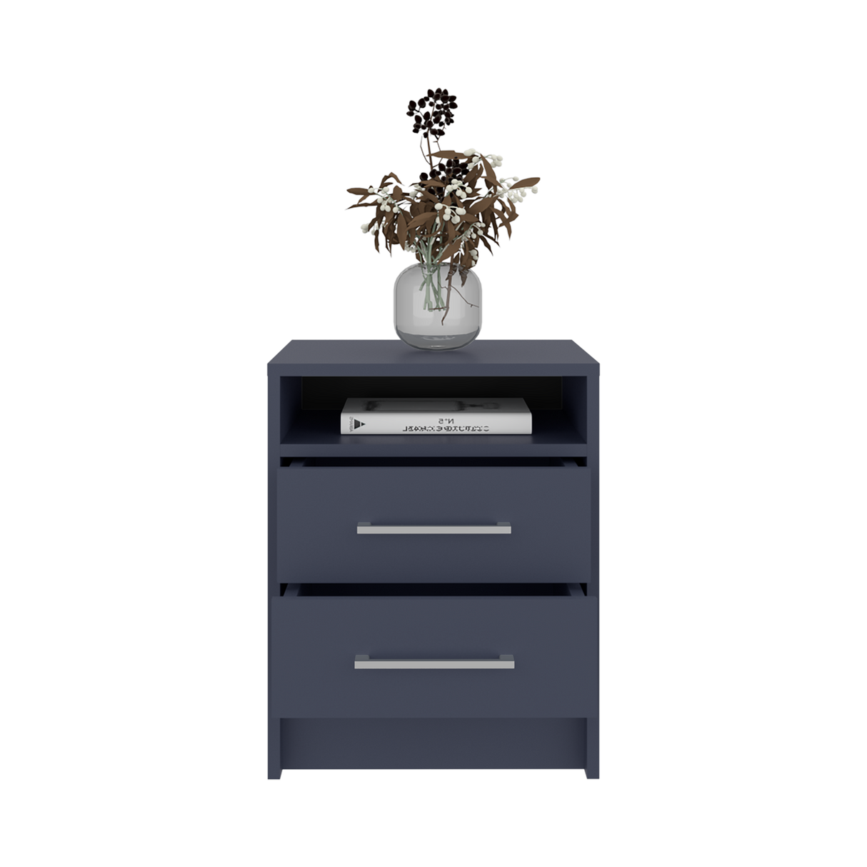 Mesa de Noche Eter Azul 40x50.7cm con Dos Cajones y un Entrepaño - MESAS DE NOCHE | Bylmo