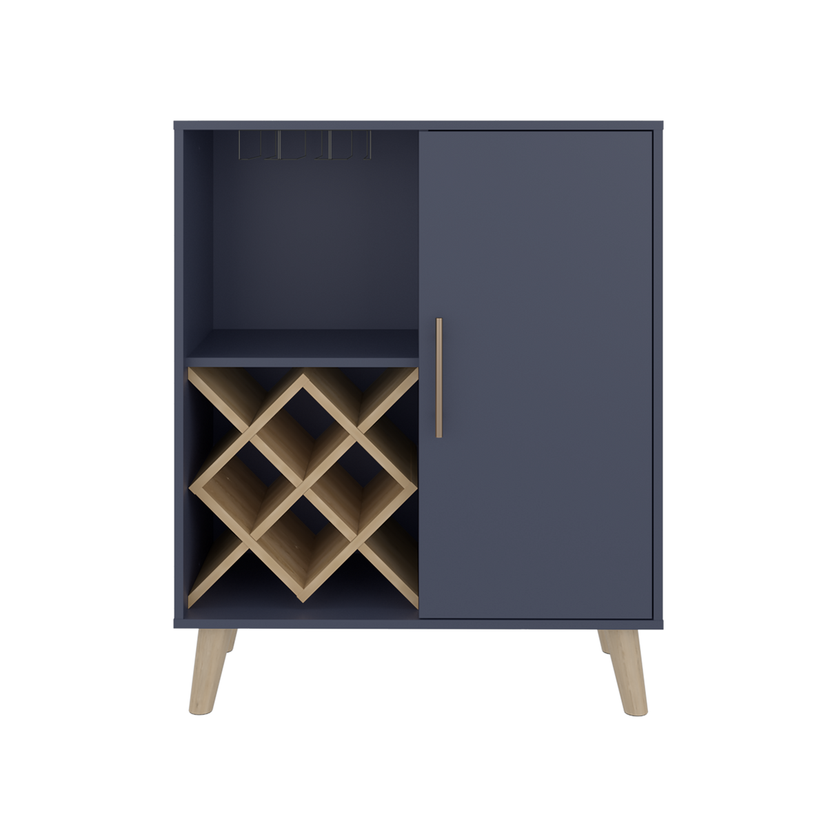 Bar Cueva Azul y Fresno Europeo 80x98cm con Un Portacopas y Con Doce Portabotellas - BARES | Bylmo