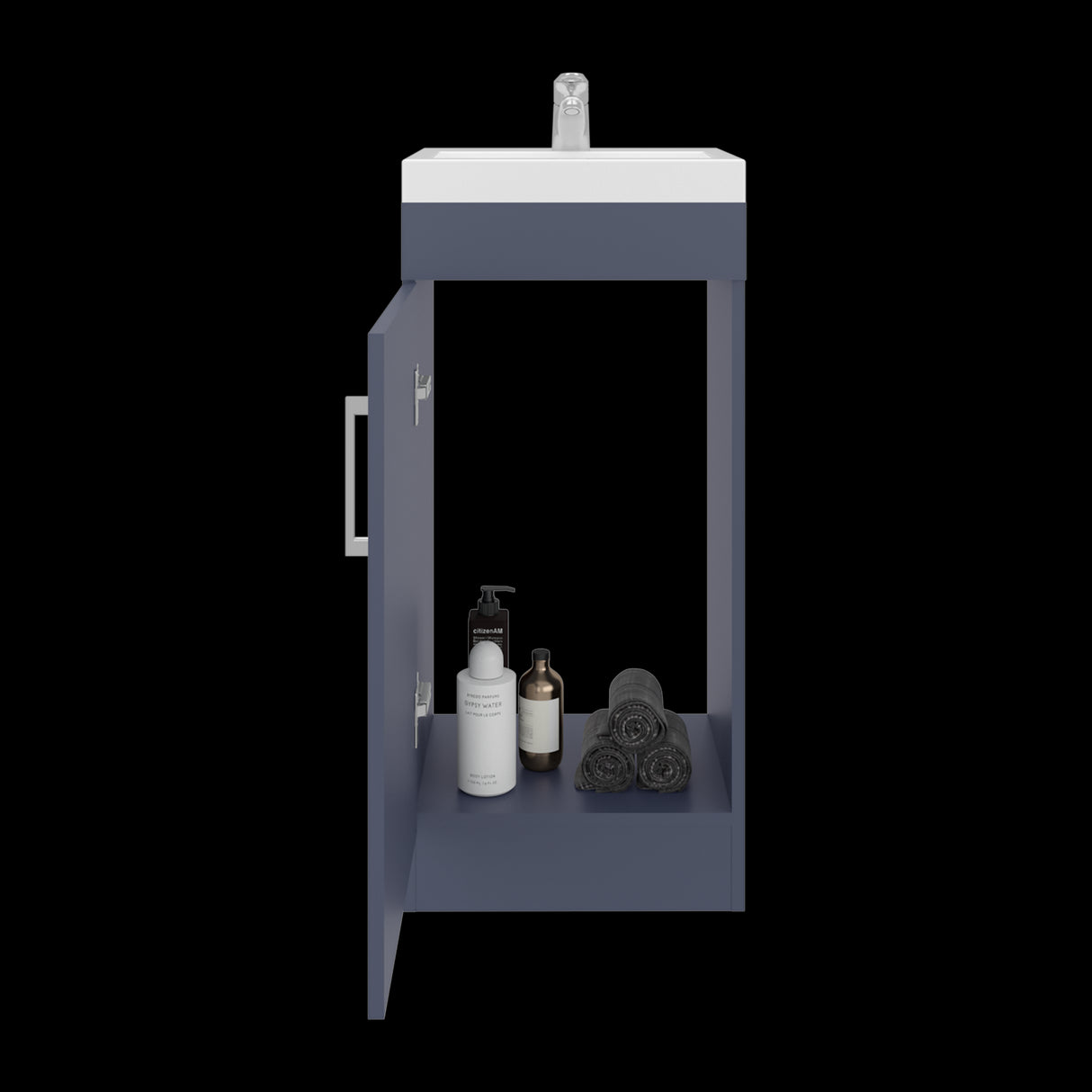 Mueble para Lavamanos Madrid Azul 40x88cm Individual con Lavamanos de Resina y con Una Puerta - MUEBLES PARA LAVAMANOS | Bylmo