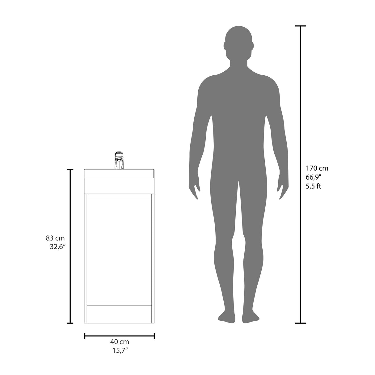 Mueble para Lavamanos Madrid Azul 40x88cm Individual con Lavamanos de Resina y con Una Puerta - MUEBLES PARA LAVAMANOS | Bylmo
